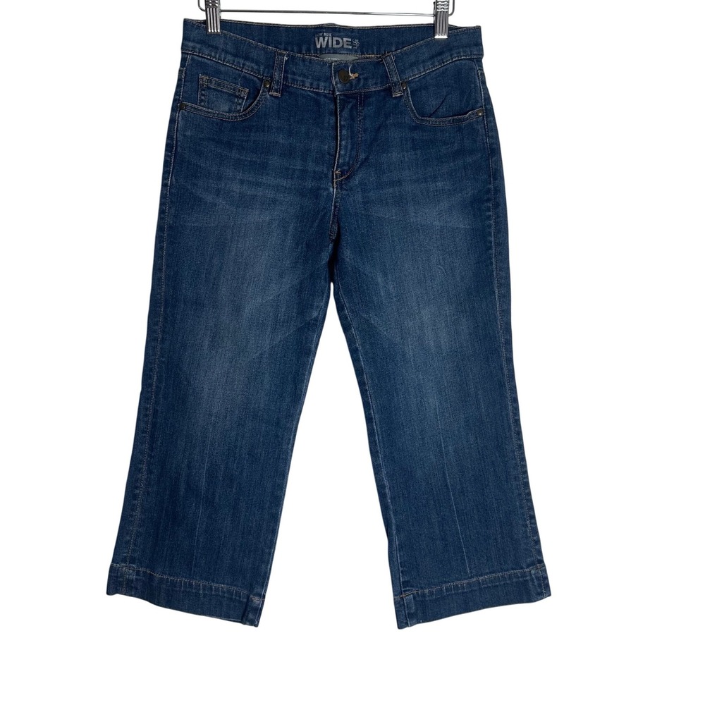 New York & Company Low Rise Wide Leg Crop Jeans Blue Womens 4 Medium Wash